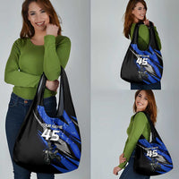Personalized Extreme Motocross Grocery Bag with Blue Rider – Dirt Bike Racing Design - Wonder Print Shop