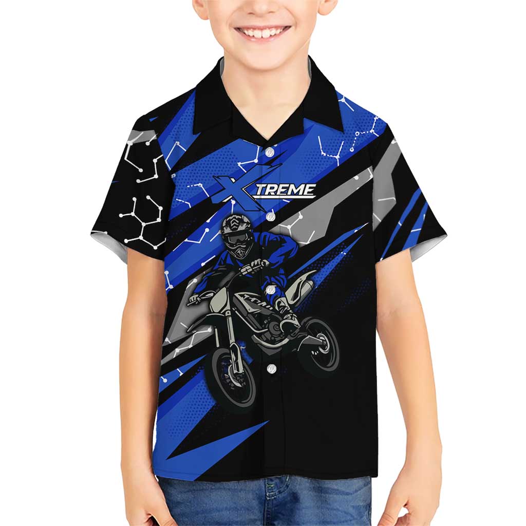 Personalized Extreme Motocross Hawaiian Shirt with Blue Rider – Dirt Bike Racing Design - Wonder Print Shop