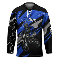 Personalized Extreme Motocross Hockey Jersey with Blue Rider – Dirt Bike Racing Design - Wonder Print Shop