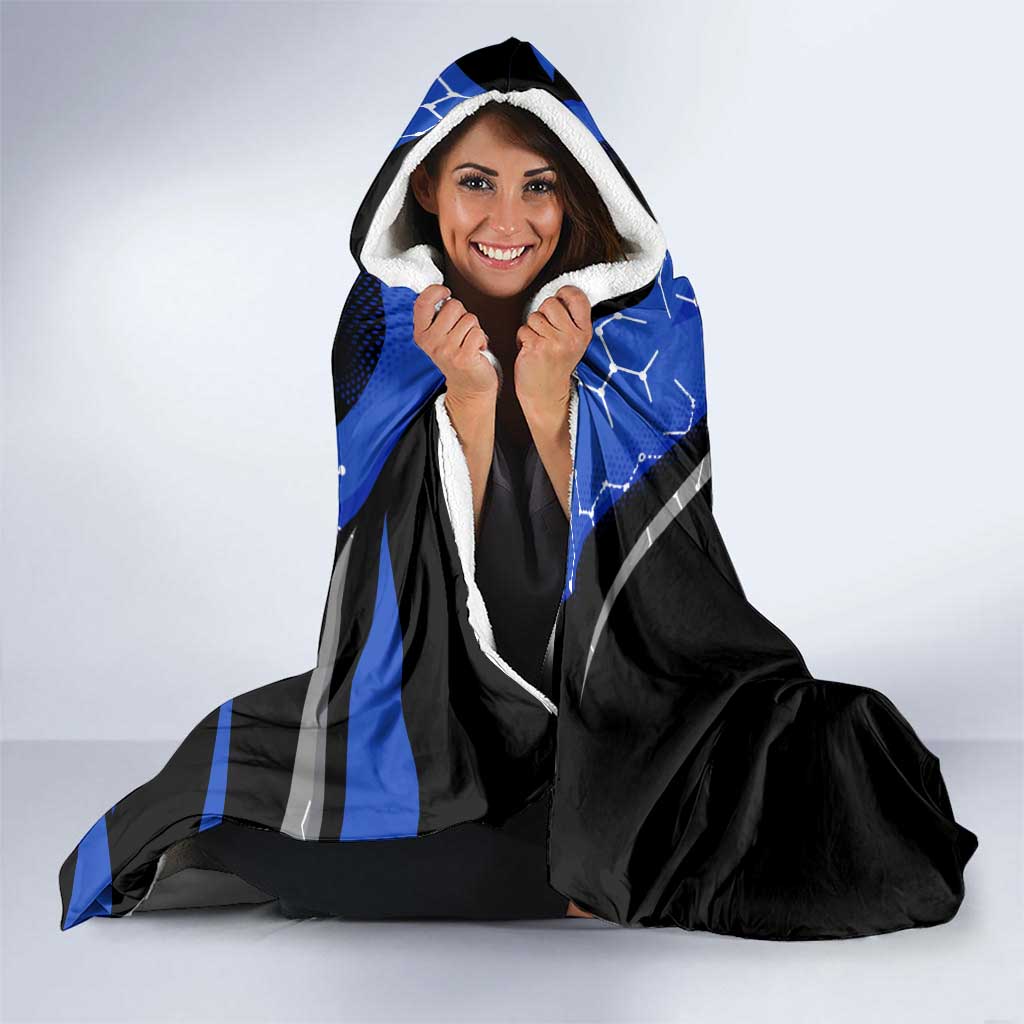 Personalized Extreme Motocross Hooded Blanket with Blue Rider – Dirt Bike Racing Design - Wonder Print Shop