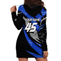 Personalized Extreme Motocross Hoodie Dress with Blue Rider – Dirt Bike Racing Design - Wonder Print Shop