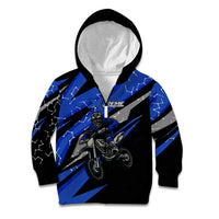 Personalized Extreme Motocross Kid Hoodie with Blue Rider – Dirt Bike Racing Design - Wonder Print Shop