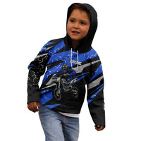 Personalized Extreme Motocross Kid Hoodie with Blue Rider – Dirt Bike Racing Design - Wonder Print Shop