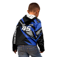 Personalized Extreme Motocross Kid Hoodie with Blue Rider – Dirt Bike Racing Design - Wonder Print Shop