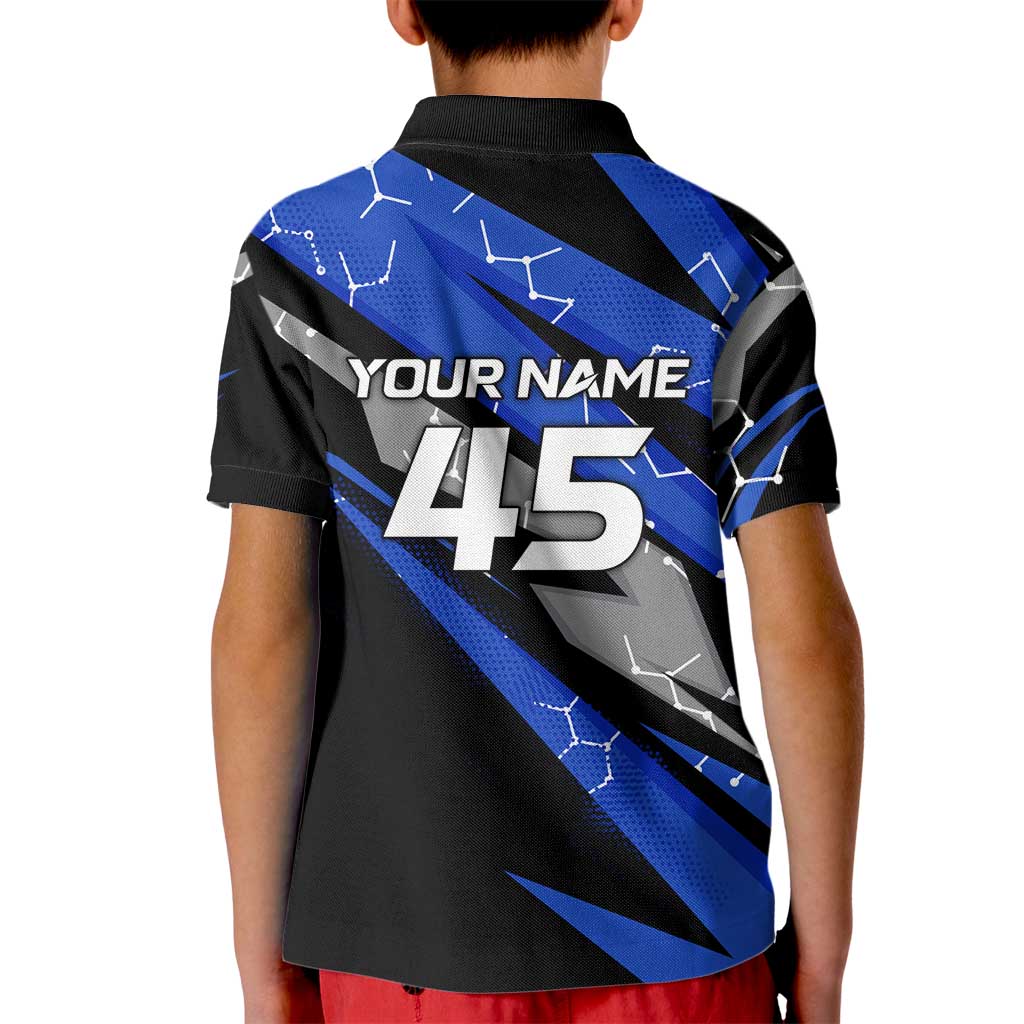 Personalized Extreme Motocross Kid Polo Shirt with Blue Rider – Dirt Bike Racing Design - Wonder Print Shop