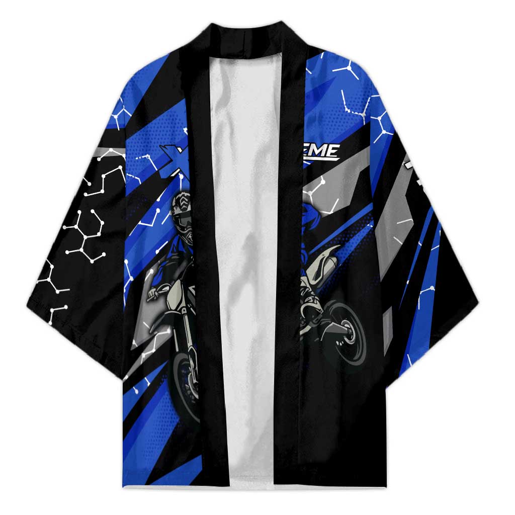 Personalized Extreme Motocross Kimono with Blue Rider – Dirt Bike Racing Design - Wonder Print Shop