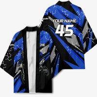 Personalized Extreme Motocross Kimono with Blue Rider – Dirt Bike Racing Design - Wonder Print Shop