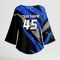 Personalized Extreme Motocross Kimono Sleeve Blouse with Blue Rider – Dirt Bike Racing Design - Wonder Print Shop