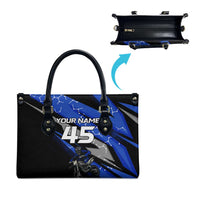 Personalized Extreme Motocross Leather Bag with Blue Rider – Dirt Bike Racing Design - Wonder Print Shop