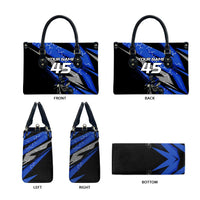 Personalized Extreme Motocross Leather Bag with Blue Rider – Dirt Bike Racing Design - Wonder Print Shop