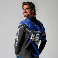 Personalized Extreme Motocross Long Sleeve Polo Shirt with Blue Rider – Dirt Bike Racing Design - Wonder Print Shop