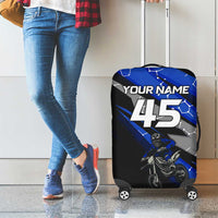 Personalized Extreme Motocross Luggage Cover with Blue Rider – Dirt Bike Racing Design - Wonder Print Shop