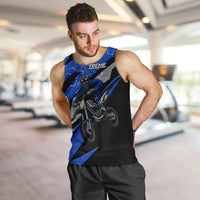 Personalized Extreme Motocross Men Tank Top with Blue Rider – Dirt Bike Racing Design - Wonder Print Shop
