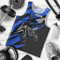 Personalized Extreme Motocross Men Tank Top with Blue Rider – Dirt Bike Racing Design - Wonder Print Shop