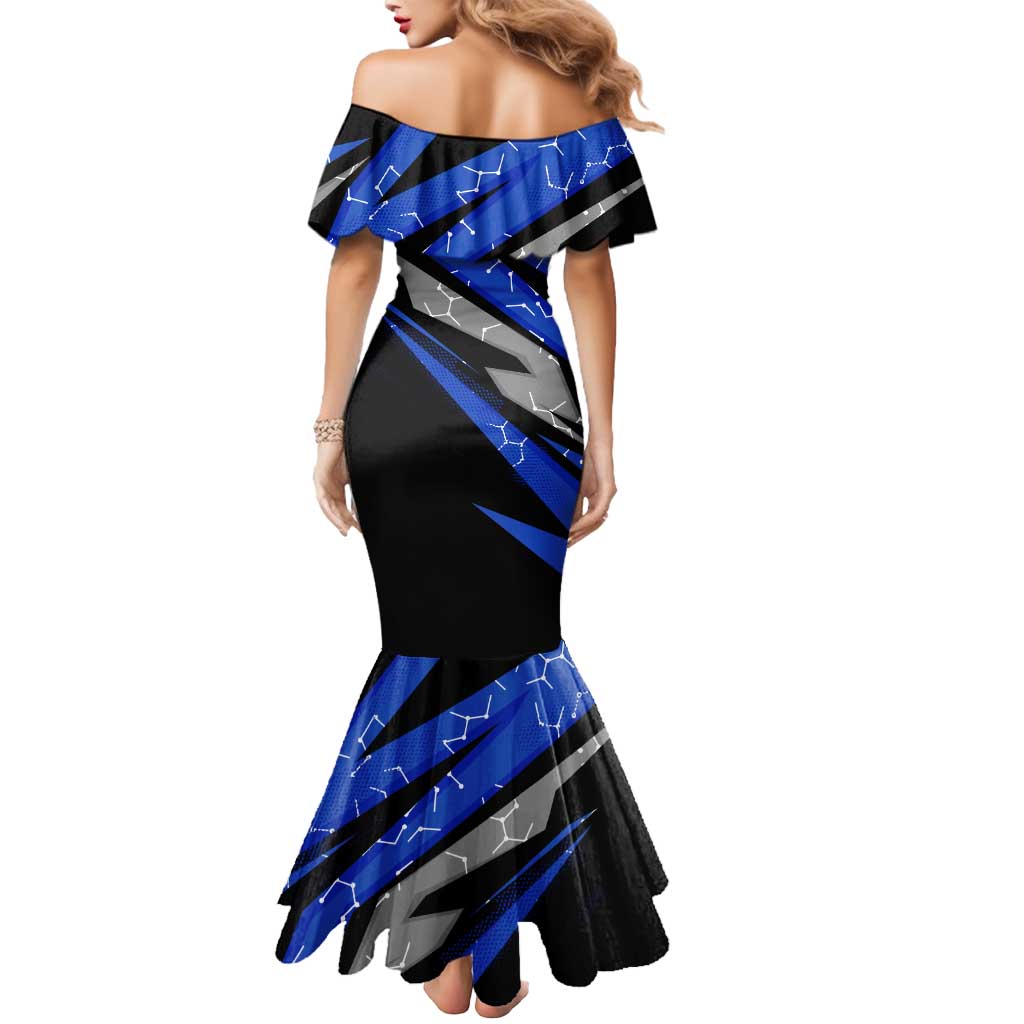 Personalized Extreme Motocross Mermaid Dress with Blue Rider – Dirt Bike Racing Design - Wonder Print Shop
