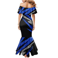 Personalized Extreme Motocross Mermaid Dress with Blue Rider – Dirt Bike Racing Design - Wonder Print Shop