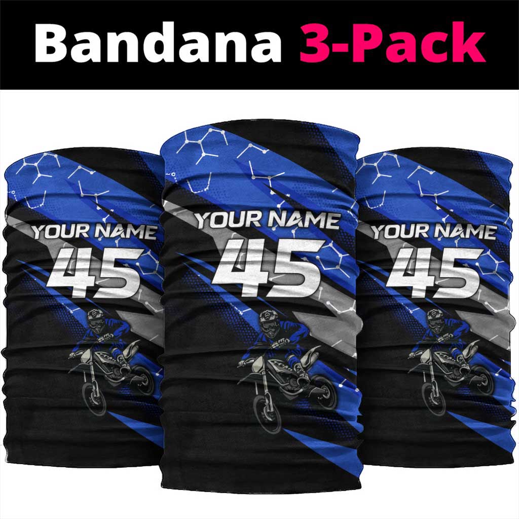 Personalized Extreme Motocross Neck Gaiter with Blue Rider – Dirt Bike Racing Design - Wonder Print Shop
