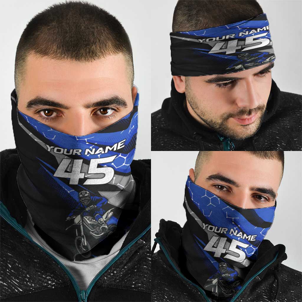 Personalized Extreme Motocross Neck Gaiter with Blue Rider – Dirt Bike Racing Design - Wonder Print Shop