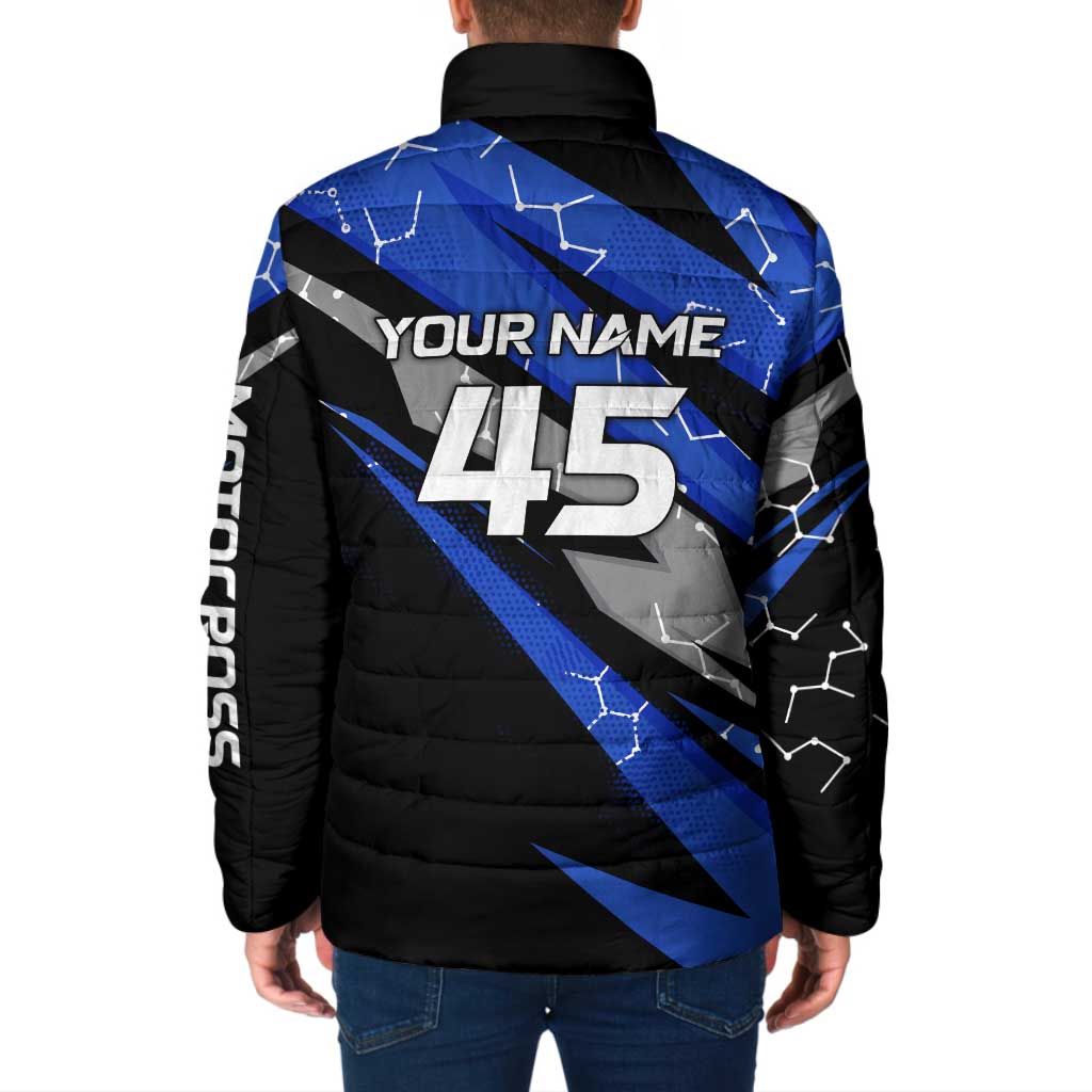 Personalized Extreme Motocross Padded Jacket with Blue Rider – Dirt Bike Racing Design - Wonder Print Shop