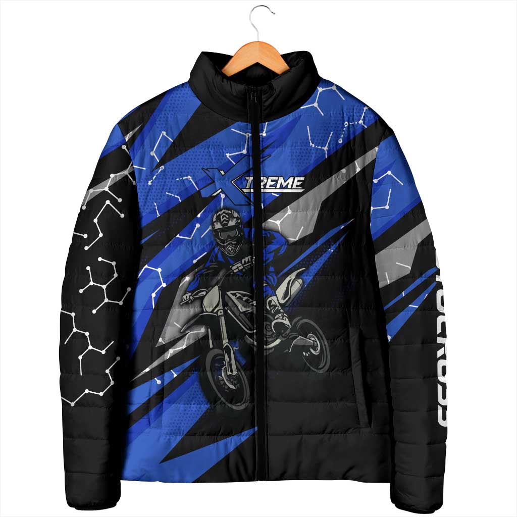 Personalized Extreme Motocross Padded Jacket with Blue Rider – Dirt Bike Racing Design - Wonder Print Shop