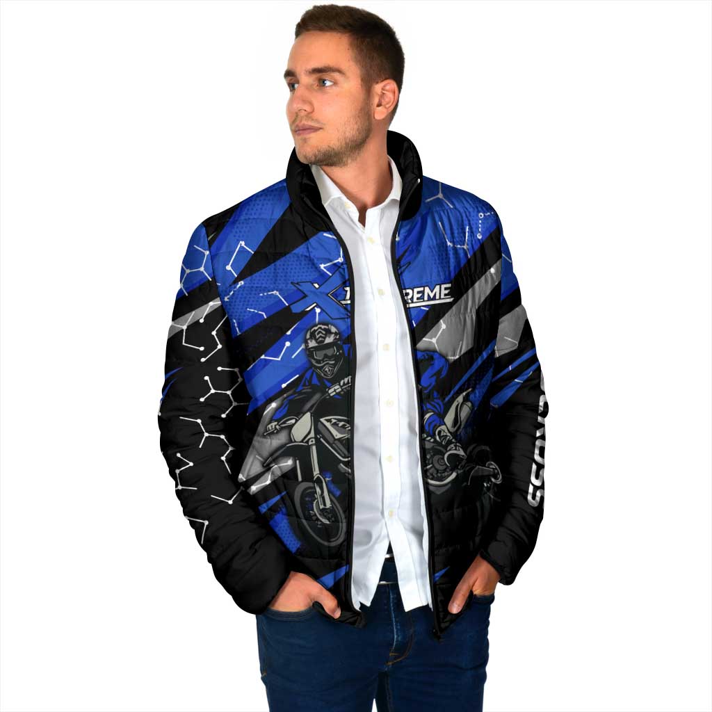 Personalized Extreme Motocross Padded Jacket with Blue Rider – Dirt Bike Racing Design - Wonder Print Shop
