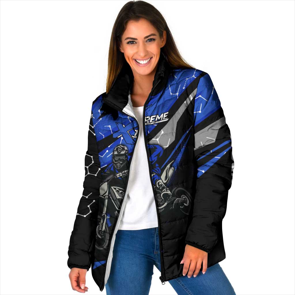 Personalized Extreme Motocross Padded Jacket with Blue Rider – Dirt Bike Racing Design - Wonder Print Shop