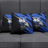 Personalized Extreme Motocross Pillow Cover with Blue Rider – Dirt Bike Racing Design - Wonder Print Shop