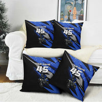 Personalized Extreme Motocross Pillow Cover with Blue Rider – Dirt Bike Racing Design - Wonder Print Shop