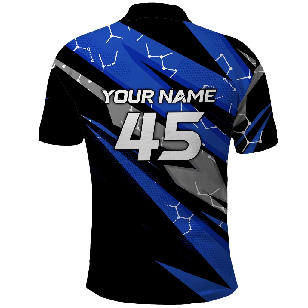 Personalized Extreme Motocross Polo Shirt with Blue Rider – Dirt Bike Racing Design - Wonder Print Shop