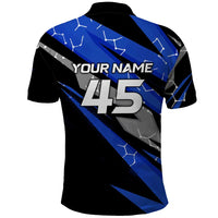 Personalized Extreme Motocross Polo Shirt with Blue Rider – Dirt Bike Racing Design - Wonder Print Shop