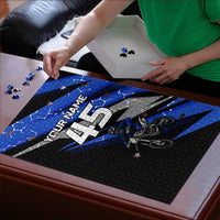Personalized Extreme Motocross Puzzle with Blue Rider – Dirt Bike Racing Design - Wonder Print Shop