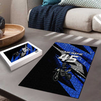 Personalized Extreme Motocross Puzzle with Blue Rider – Dirt Bike Racing Design - Wonder Print Shop