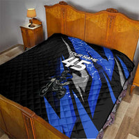 Personalized Extreme Motocross Quilt with Blue Rider – Dirt Bike Racing Design - Wonder Print Shop