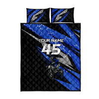 Personalized Extreme Motocross Quilt Bed Set with Blue Rider – Dirt Bike Racing Design - Wonder Print Shop
