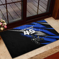 Personalized Extreme Motocross Rubber Doormat with Blue Rider – Dirt Bike Racing Design - Wonder Print Shop
