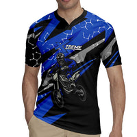 Personalized Extreme Motocross Rugby Jersey with Blue Rider – Dirt Bike Racing Design - Wonder Print Shop