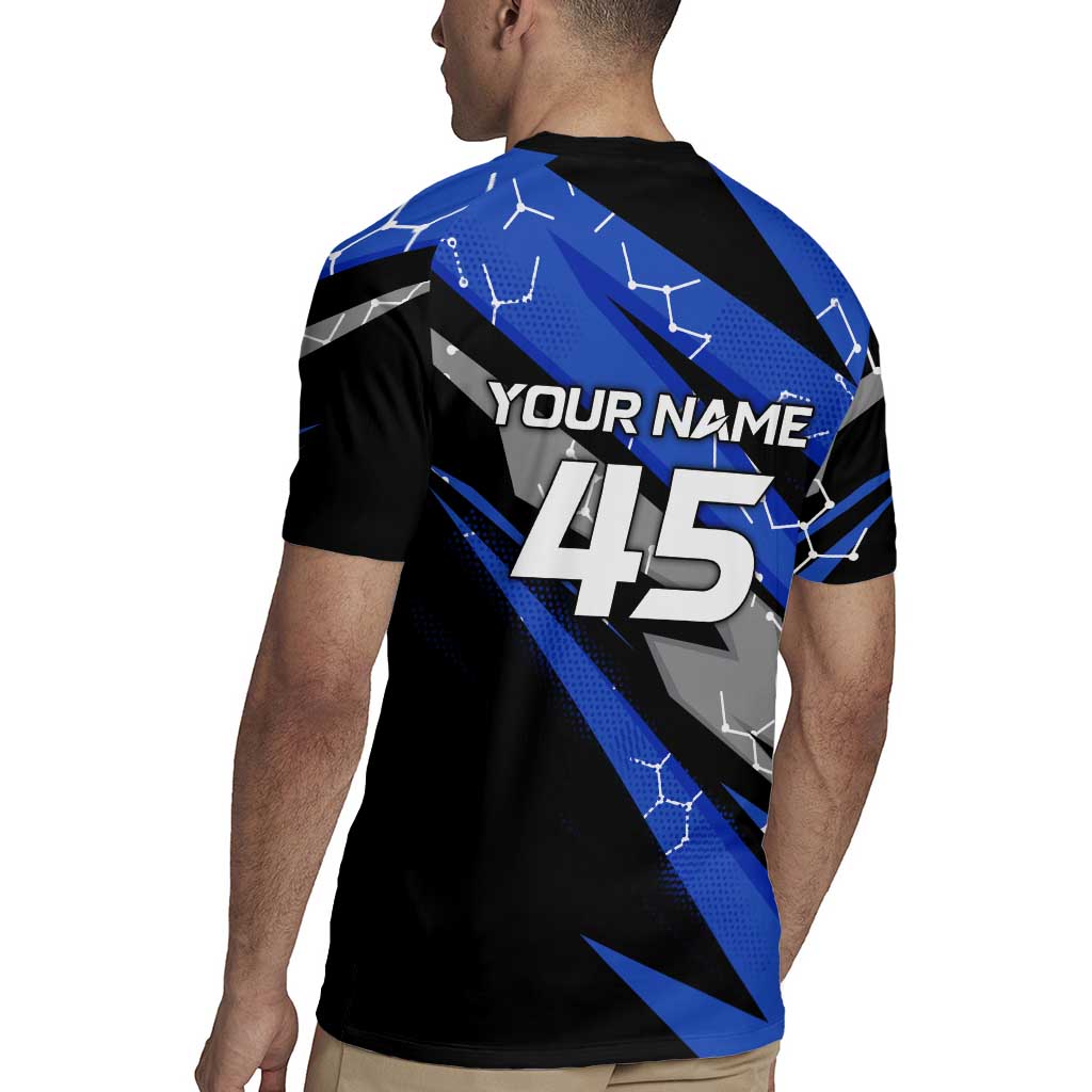 Personalized Extreme Motocross Rugby Jersey with Blue Rider – Dirt Bike Racing Design - Wonder Print Shop