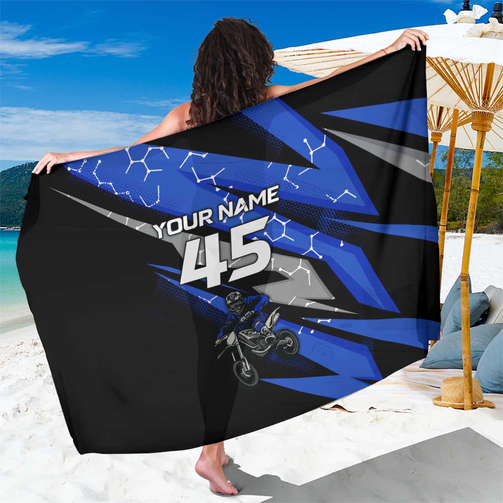 Personalized Extreme Motocross Sarong with Blue Rider – Dirt Bike Racing Design - Wonder Print Shop