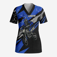 Personalized Extreme Motocross Scrub Top with Blue Rider – Dirt Bike Racing Design - Wonder Print Shop