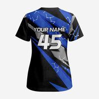 Personalized Extreme Motocross Scrub Top with Blue Rider – Dirt Bike Racing Design - Wonder Print Shop
