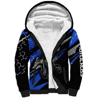 Personalized Extreme Motocross Sherpa Hoodie with Blue Rider – Dirt Bike Racing Design - Wonder Print Shop