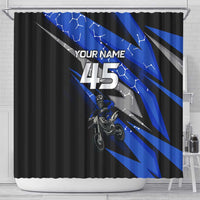 Personalized Extreme Motocross Shower Curtain with Blue Rider – Dirt Bike Racing Design - Wonder Print Shop