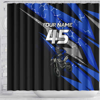 Personalized Extreme Motocross Shower Curtain with Blue Rider – Dirt Bike Racing Design - Wonder Print Shop