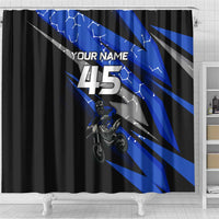 Personalized Extreme Motocross Shower Curtain with Blue Rider – Dirt Bike Racing Design - Wonder Print Shop