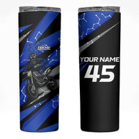 Personalized Extreme Motocross Skinny Tumbler with Blue Rider – Dirt Bike Racing Design - Wonder Print Shop