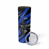 Personalized Extreme Motocross Skinny Tumbler with Blue Rider – Dirt Bike Racing Design - Wonder Print Shop