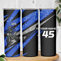 Personalized Extreme Motocross Skinny Tumbler with Blue Rider – Dirt Bike Racing Design - Wonder Print Shop