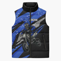 Personalized Extreme Motocross Sleeveless Puffer Jacket with Blue Rider – Dirt Bike Racing Design - Wonder Print Shop