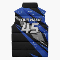 Personalized Extreme Motocross Sleeveless Puffer Jacket with Blue Rider – Dirt Bike Racing Design - Wonder Print Shop