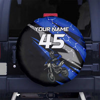 Personalized Extreme Motocross Spare Tire Cover with Blue Rider – Dirt Bike Racing Design - Wonder Print Shop